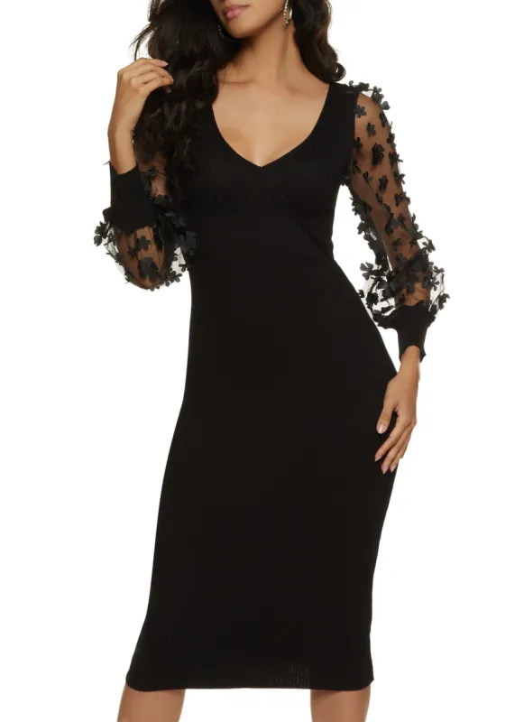 Organza Long Sleeve V Neck Dress sold by Rainbow