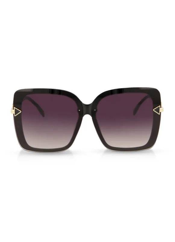 Metallic Temple Detail Oversized Sunglasses sold by Rainbow