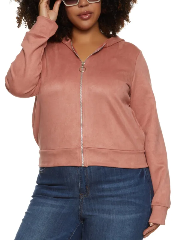 Plus Size Faux Suede Track Jacket sold by Rainbow