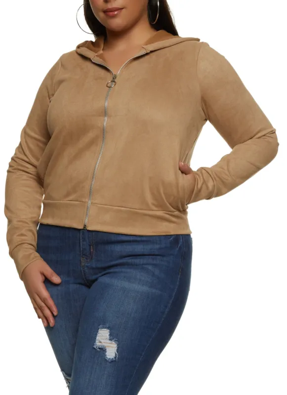 Plus Size Faux Suede Track Jacket sold by Rainbow