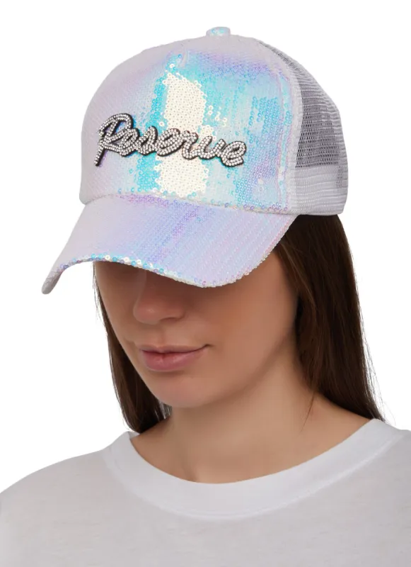 Rhinestone Reserve Sequin Baseball Cap sold by Rainbow