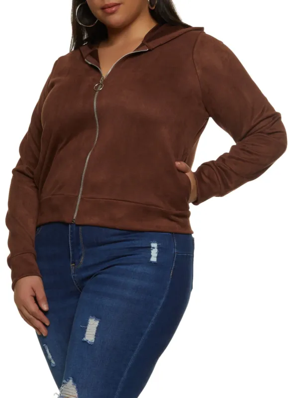 Plus Size Faux Suede Track Jacket sold by Rainbow