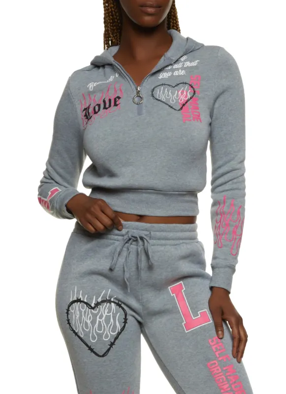 Fleece Believe In Yourself Cropped Graphic Hoodie sold by Rainbow