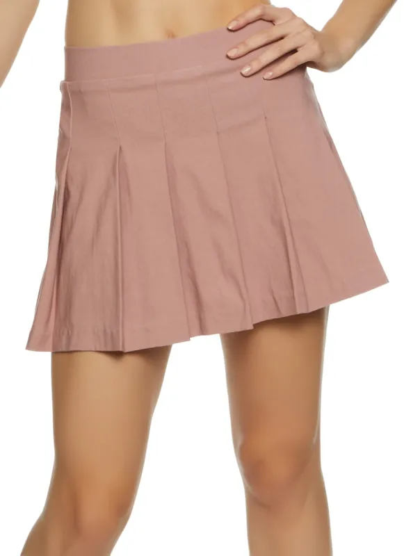 Basic Solid Pleated Mini Skirt sold by Rainbow