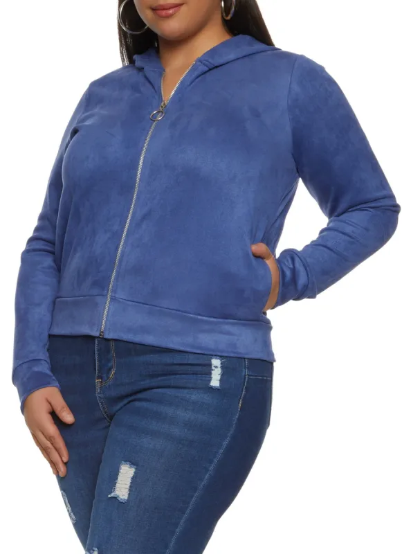 Plus Size Faux Suede Track Jacket sold by Rainbow