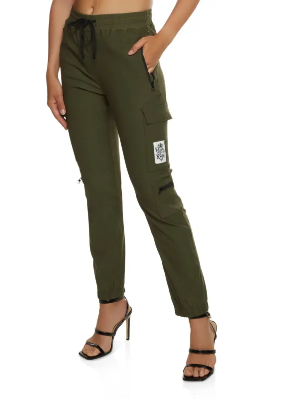 Zip Pocket Drawstring Cargo Joggers sold by Rainbow