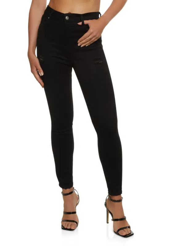 WAX Basic Distressed High Waist Skinny Jeans sold by Rainbow