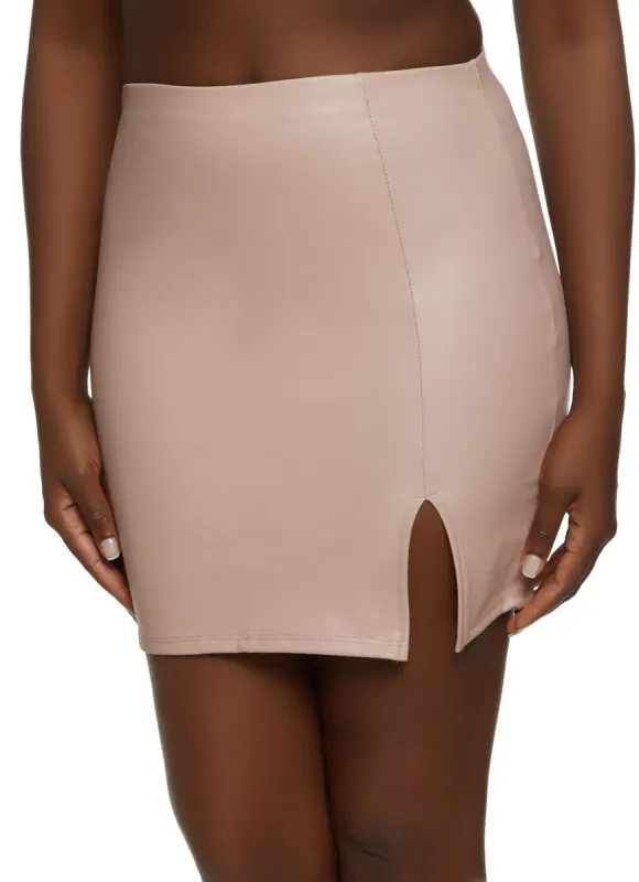 Faux Leather Fleece Lined Mini Skirt sold by Rainbow