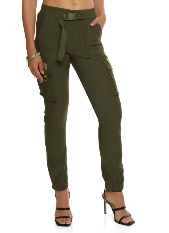 Buckle Detail Cargo Pocket Joggers sold by Rainbow