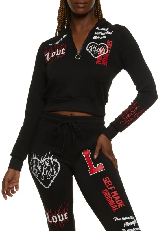 Fleece Believe In Yourself Cropped Graphic Hoodie sold by Rainbow