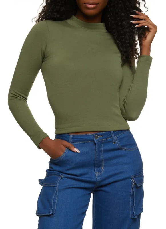 Seamless Waffle Knit Mock Neck Top sold by Rainbow