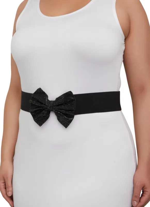 Plus Size Studded Bow Stretch Belt sold by Rainbow
