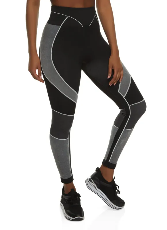 Two Tone Contrast Trim Seamless Leggings sold by Rainbow