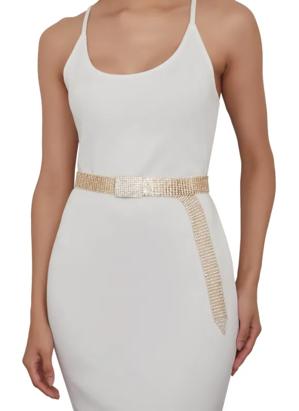 Square Buckle Rhinestone Studded Belt sold by Rainbow