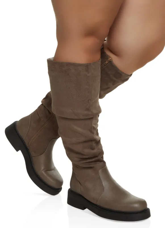 Round Toe Ruched Wide Calf Boots sold by Rainbow