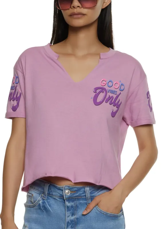 Notch Neck Good Vibes Only Graphic Tee sold by Rainbow