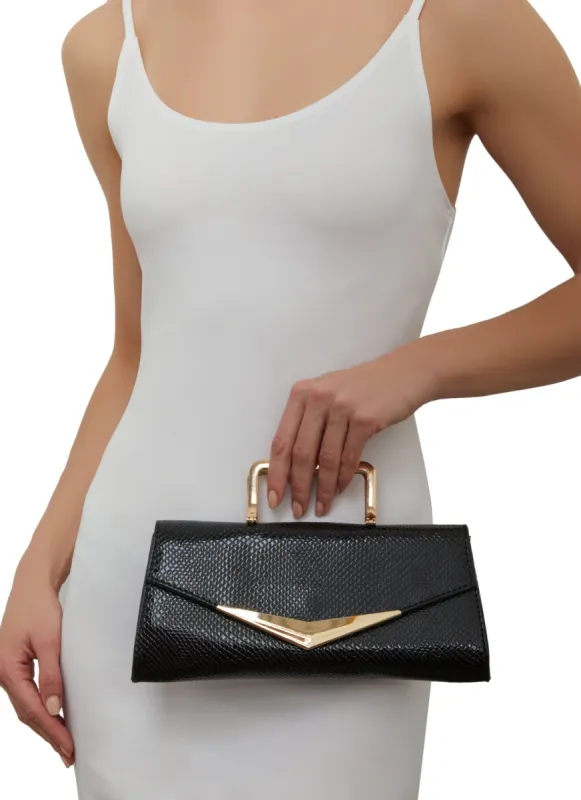Faux Croc Convertible Crossbody Clutch sold by Rainbow