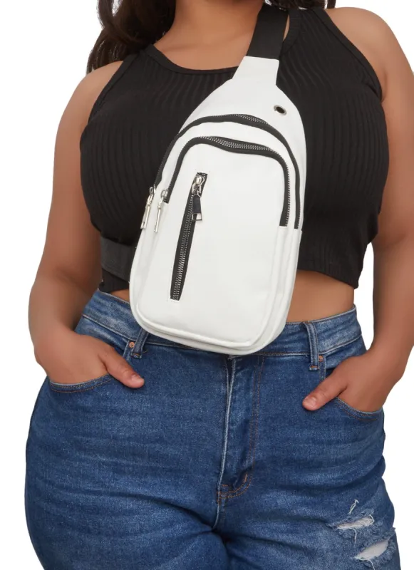 Faux Leather Triple Zip Sling Backpack sold by Rainbow