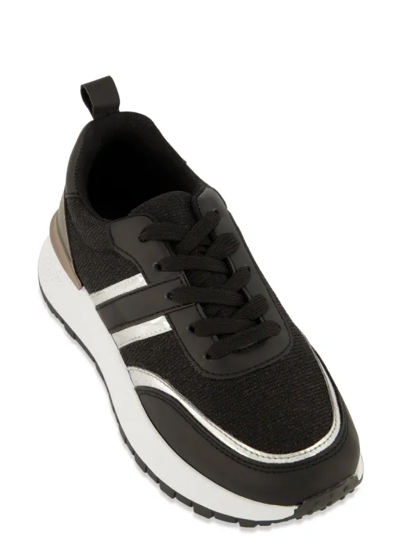Contrast Trim Lace Up Sneakers sold by Rainbow