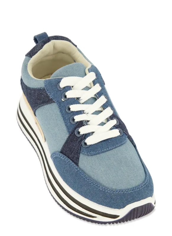 Color Block Lace Up Platform Sneakers sold by Rainbow