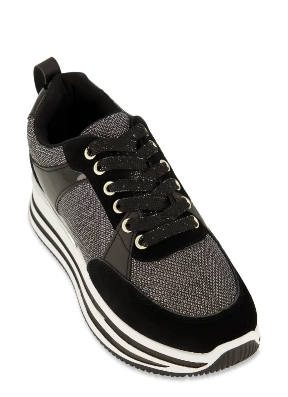 Color Block Lace Up Platform Sneakers sold by Rainbow