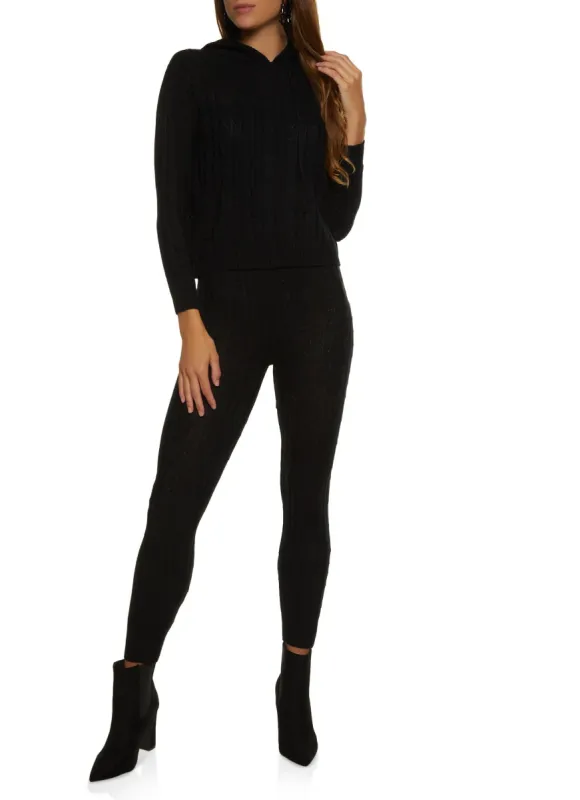 Cable Knit Hooded Sweater and Leggings Set sold by Rainbow