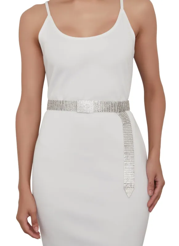 Square Buckle Rhinestone Studded Belt sold by Rainbow