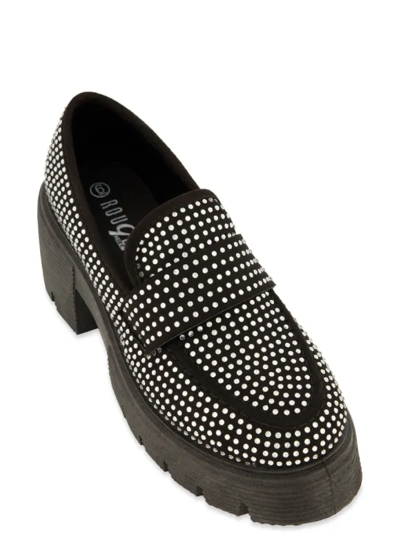 Rhinestone Studded Platform Loafers sold by Rainbow