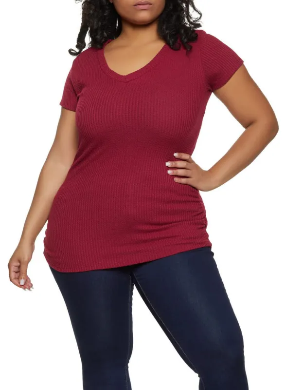 Plus Size Basic V Neck T Shirt sold by Rainbow