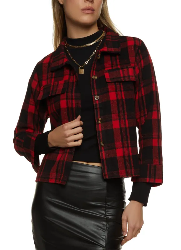 Plaid Cropped Flannel Shirt sold by Rainbow