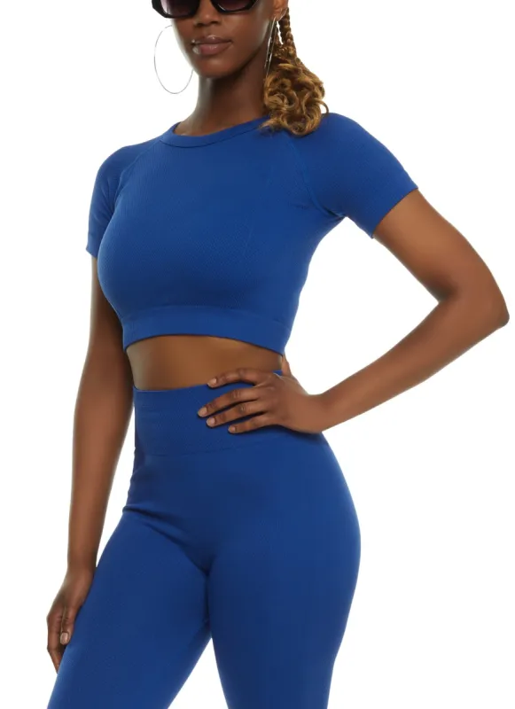 Seamless Textured Crew Neck Crop Top sold by Rainbow