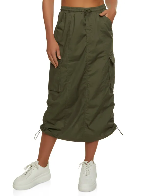 Toggle Waist Ruched Side Cargo Skirt sold by Rainbow