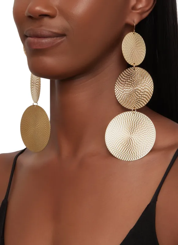 Metallic Disk Drop Earrings sold by Rainbow