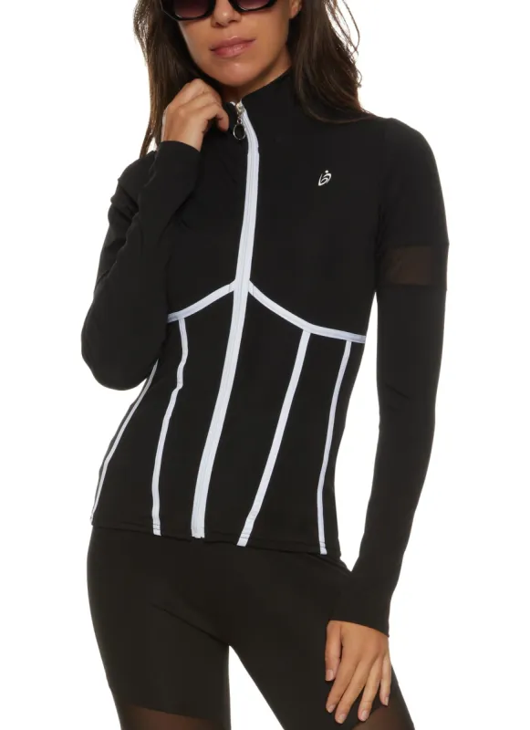 Mock Neck Contrast Piping Track Jacket sold by Rainbow