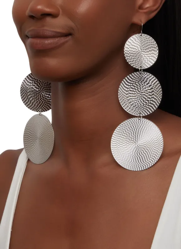 Metallic Disk Drop Earrings sold by Rainbow