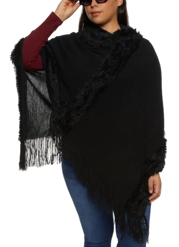 Fringe Hem Hooded Poncho sold by Rainbow