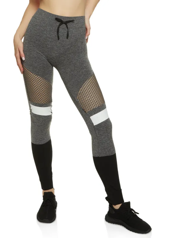 Color Block Fishnet Detail Leggings sold by Rainbow