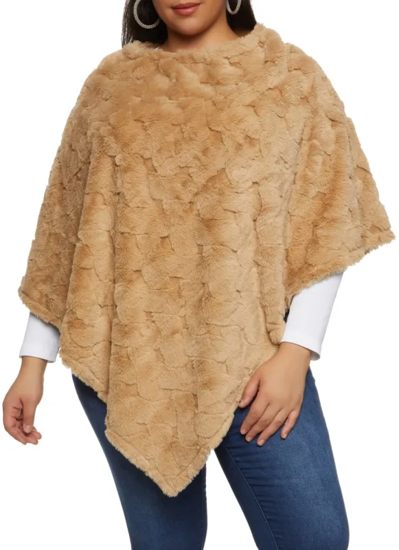 Plush Faux Fur Pullover Poncho sold by Rainbow