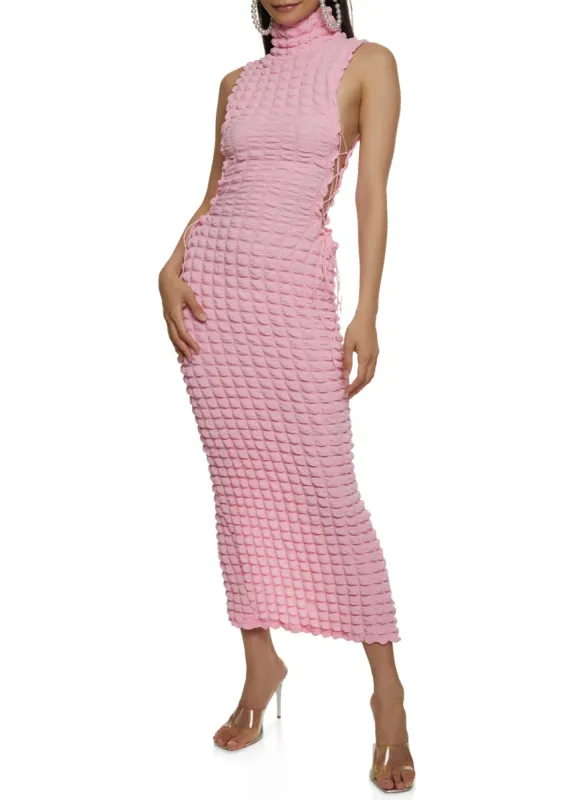 Bubble Knit Lace Up Side Maxi Dress sold by Rainbow