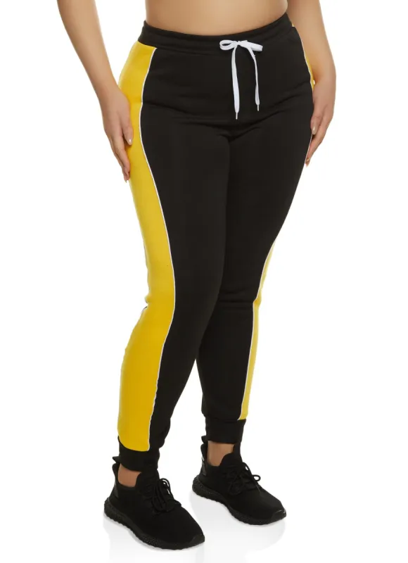 Plus Size Contrast Trim Side Stripe Joggers sold by Rainbow