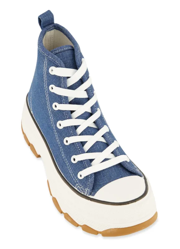 Lace Up Chunky Sole High Top Sneakers sold by Rainbow
