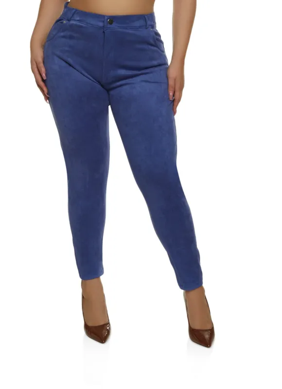 Plus Size Faux Suede High Waist Pants sold by Rainbow