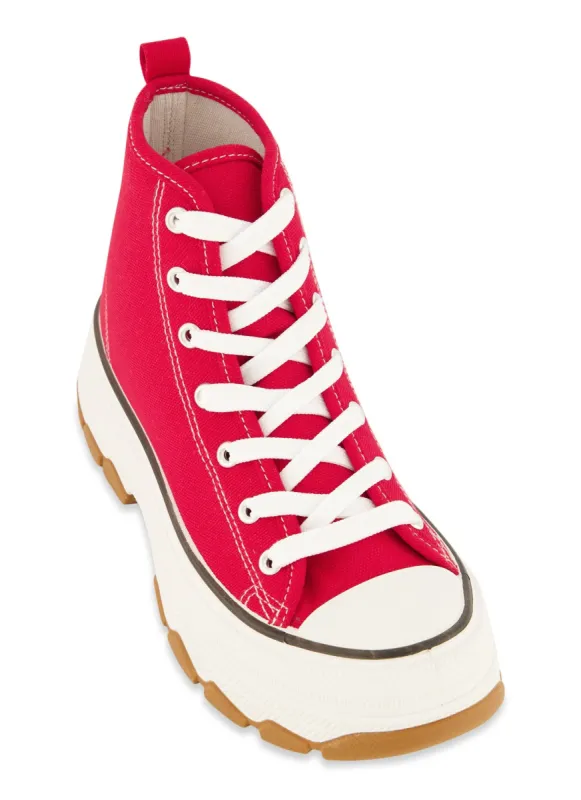 Lace Up Chunky Sole High Top Sneakers sold by Rainbow
