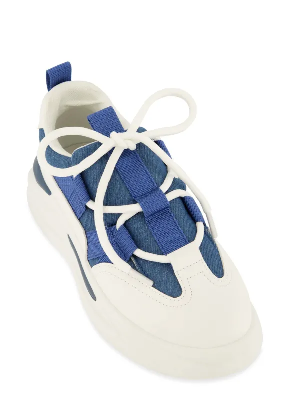Color Block Lace Up Chunky Platform Sneakers sold by Rainbow