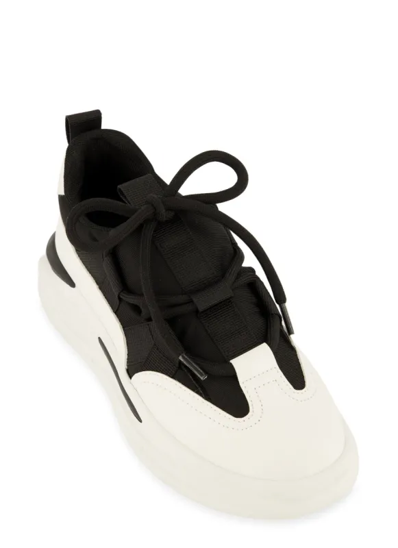 Color Block Lace Up Chunky Platform Sneakers sold by Rainbow