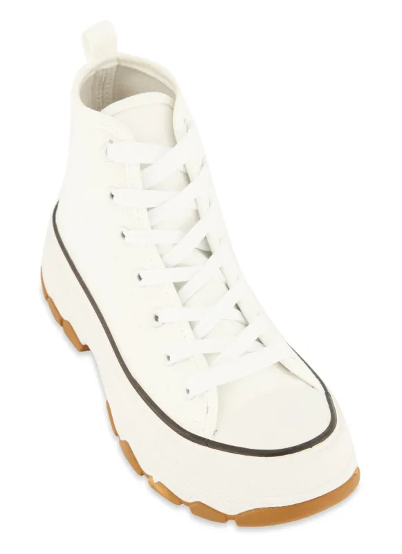 Lace Up Chunky Sole High Top Sneakers sold by Rainbow