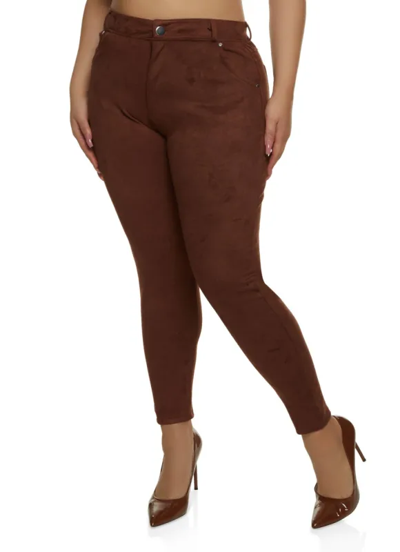 Plus Size Faux Suede High Waist Pants sold by Rainbow