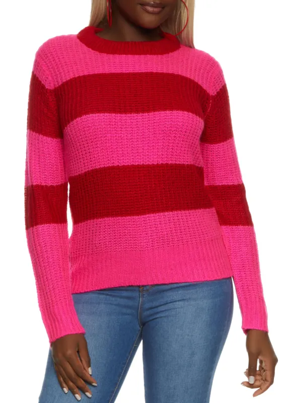 Striped Long Sleeve Pullover Sweater sold by Rainbow