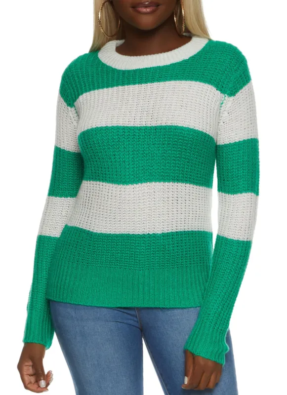 Striped Long Sleeve Pullover Sweater sold by Rainbow