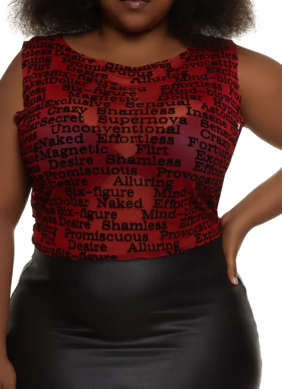 Plus Size Six Figure Mesh Tank Top sold by Rainbow